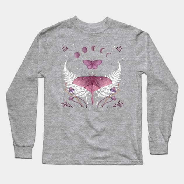 Luna and Emerald - Vintage Pink Long Sleeve T-Shirt by Episodic Drawing